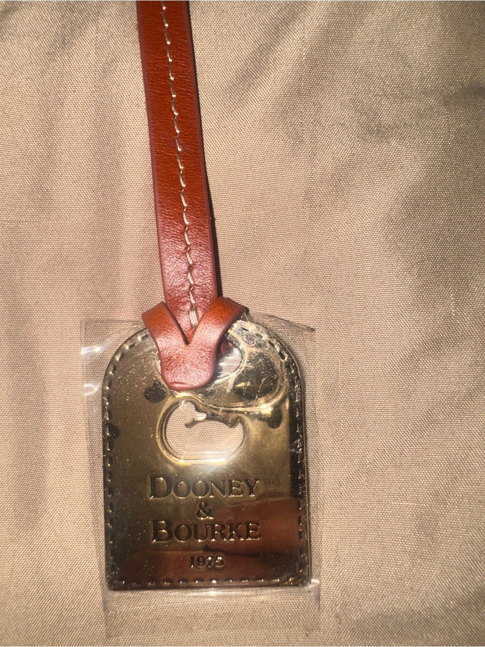 Dooney & Bourke Key Chain Fob Gold Tone With Leather New Rare!